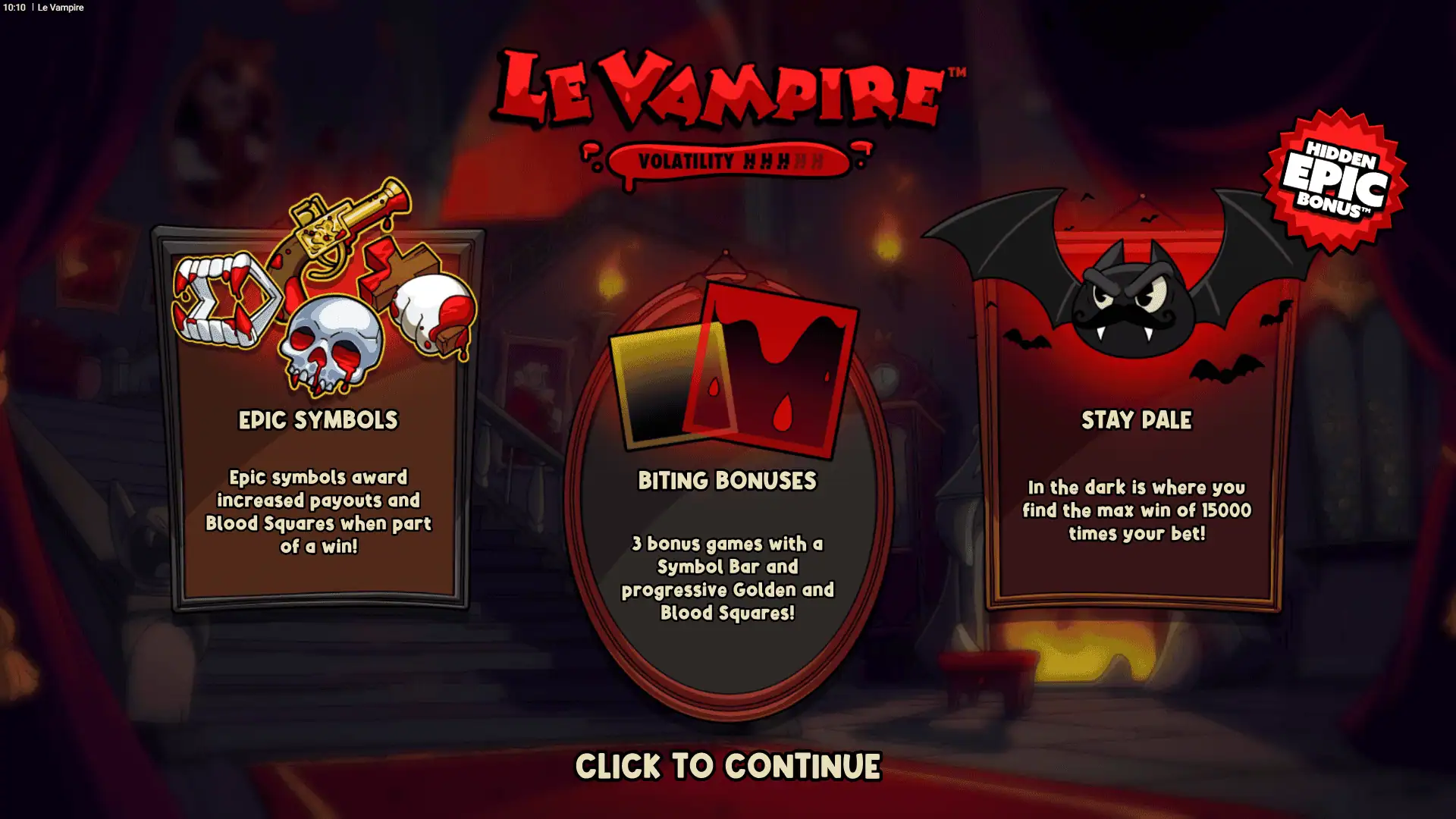 Le Vampire slot intro screen