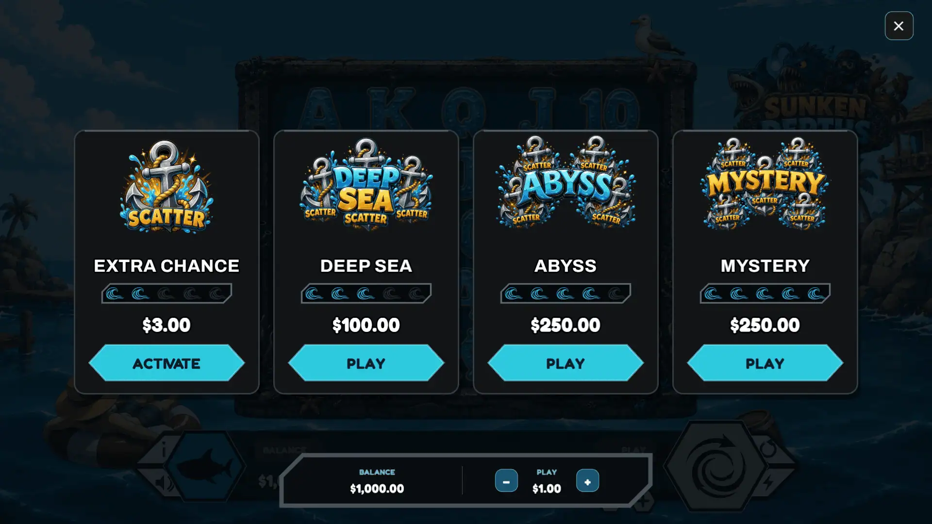 Sunken Depths bonus buy menu