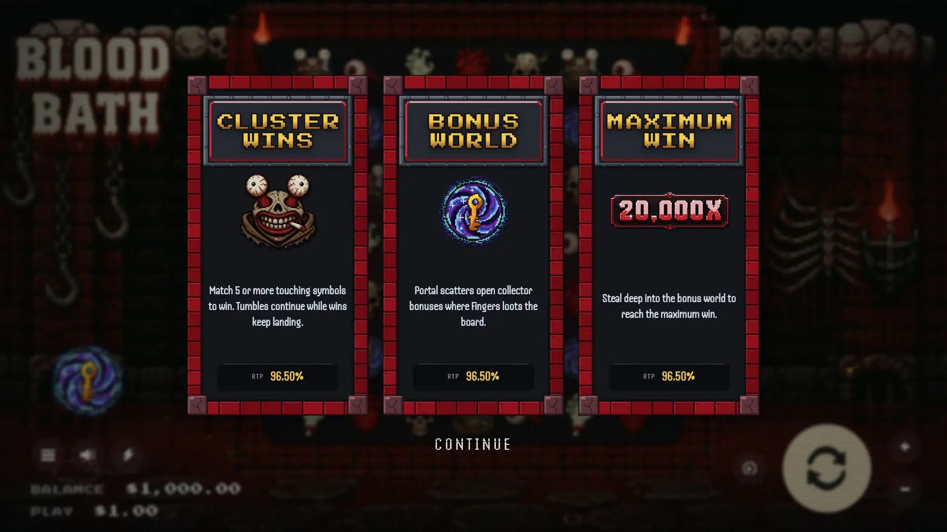 Bloodbath slot intro screen