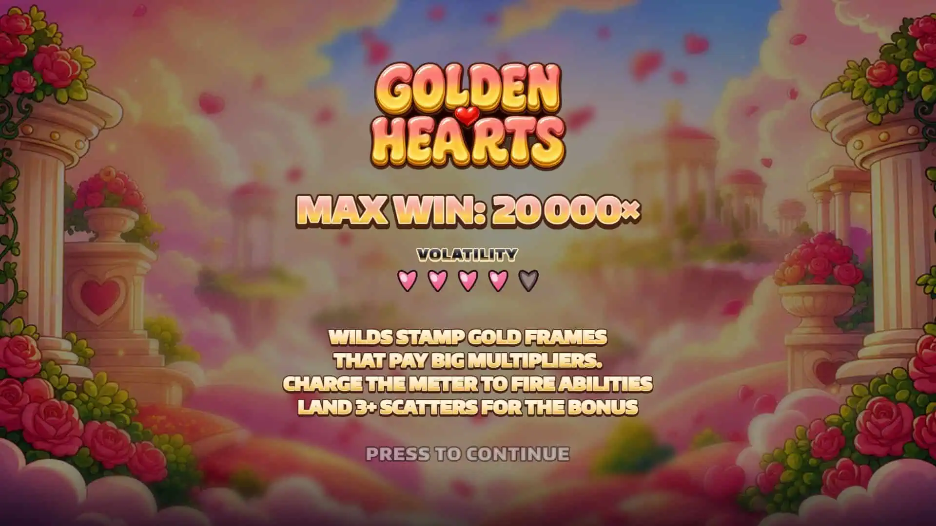 Golden Hearts slot intro screen