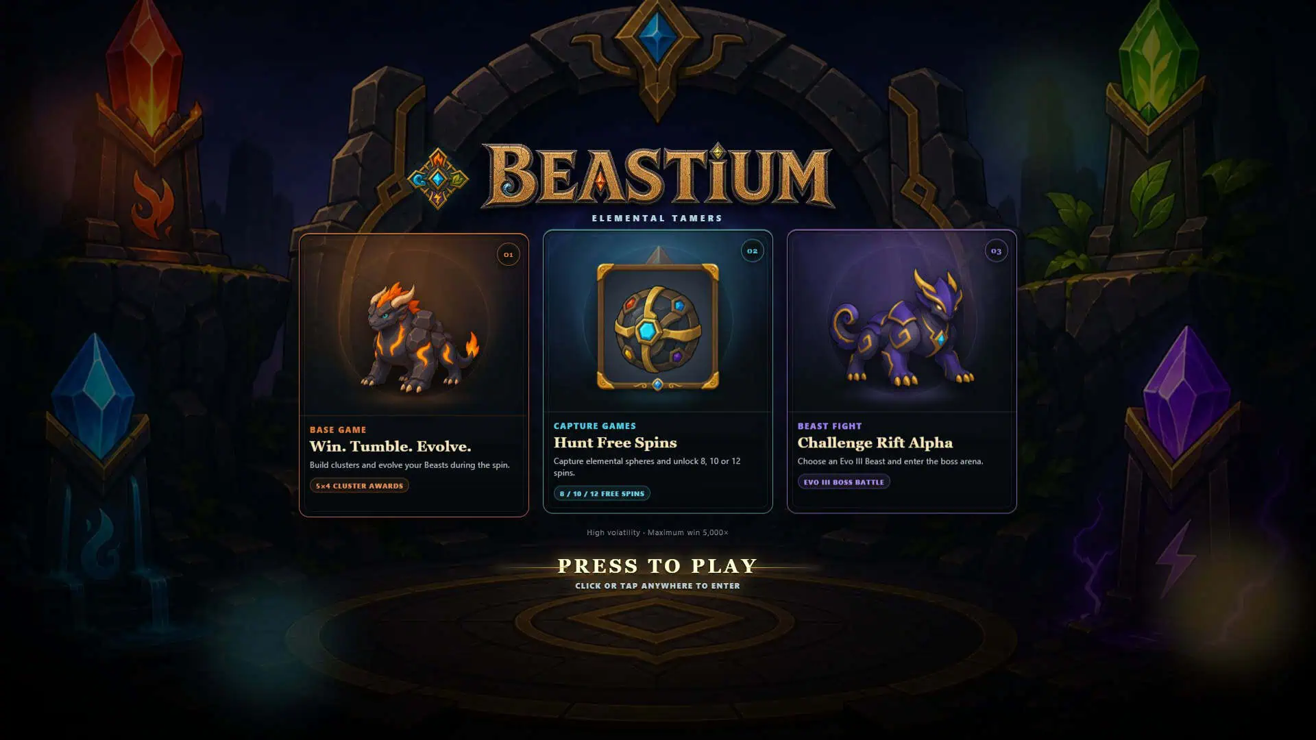 Beastium: ET slot intro screen