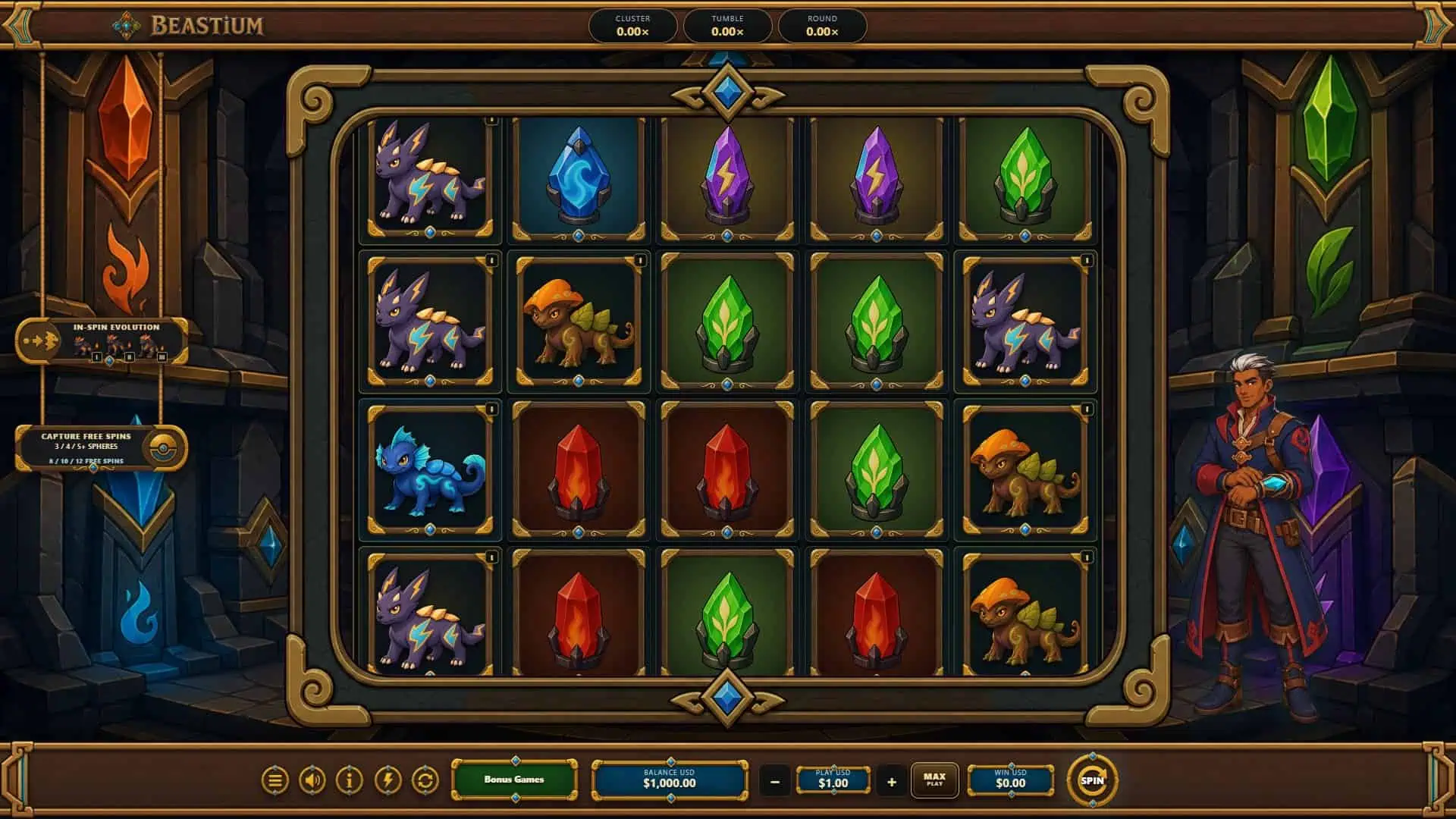 Beastium: ET slot gameplay reels