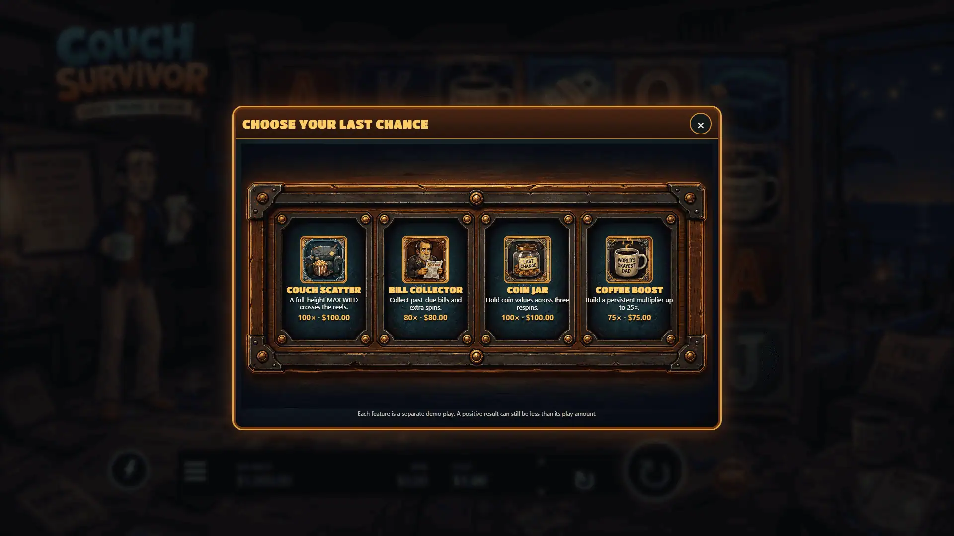 Couch Survivor bonus buy menu