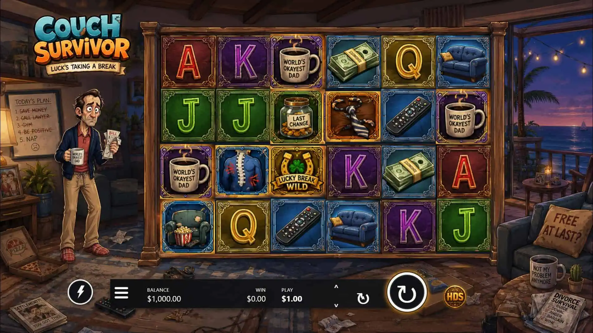 Couch Survivor slot gameplay reels