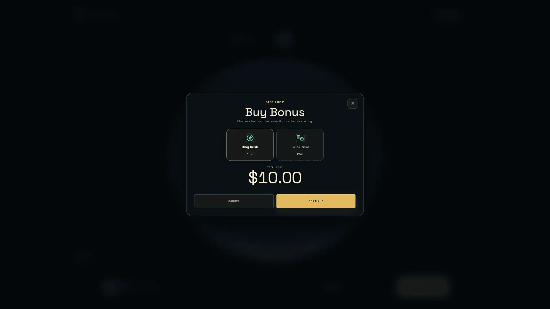 Dice Ring bonus buy menu