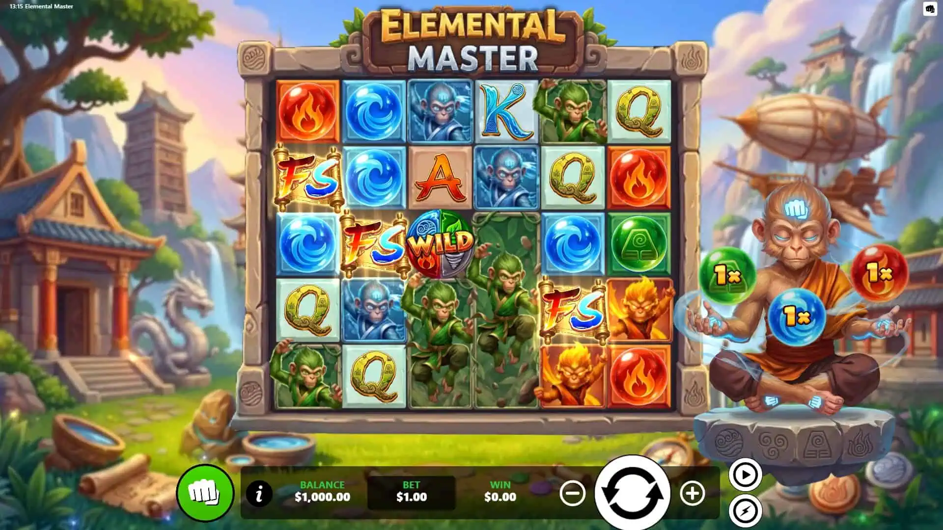 Elemental Master slot gameplay reels