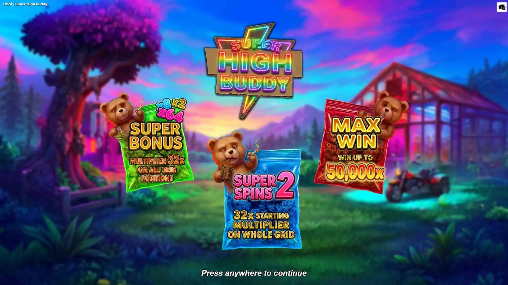 Super High Buddy slot intro screen