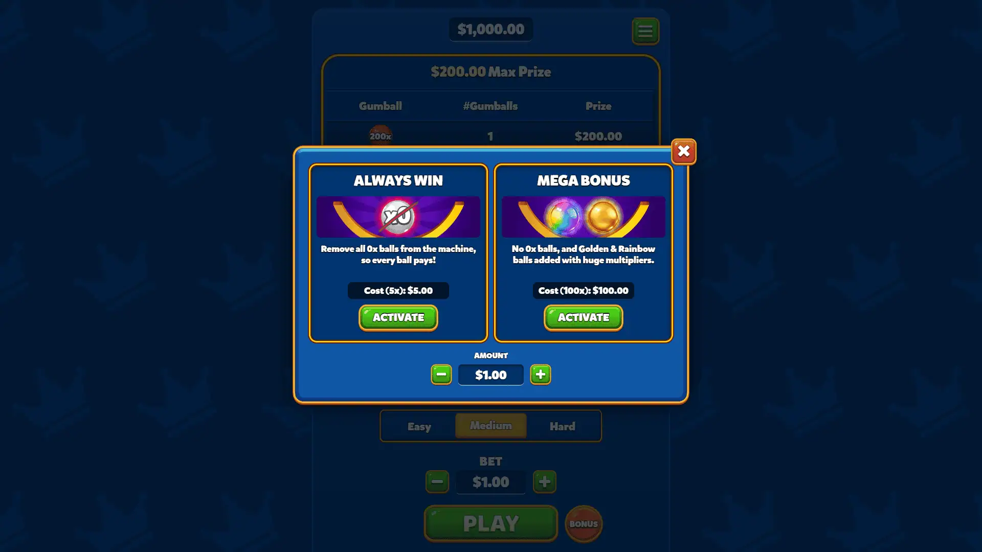 Pop Gum bonus buy menu