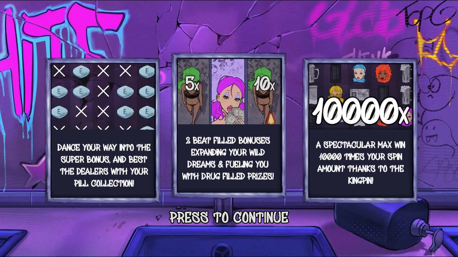 Ecstasy slot intro screen