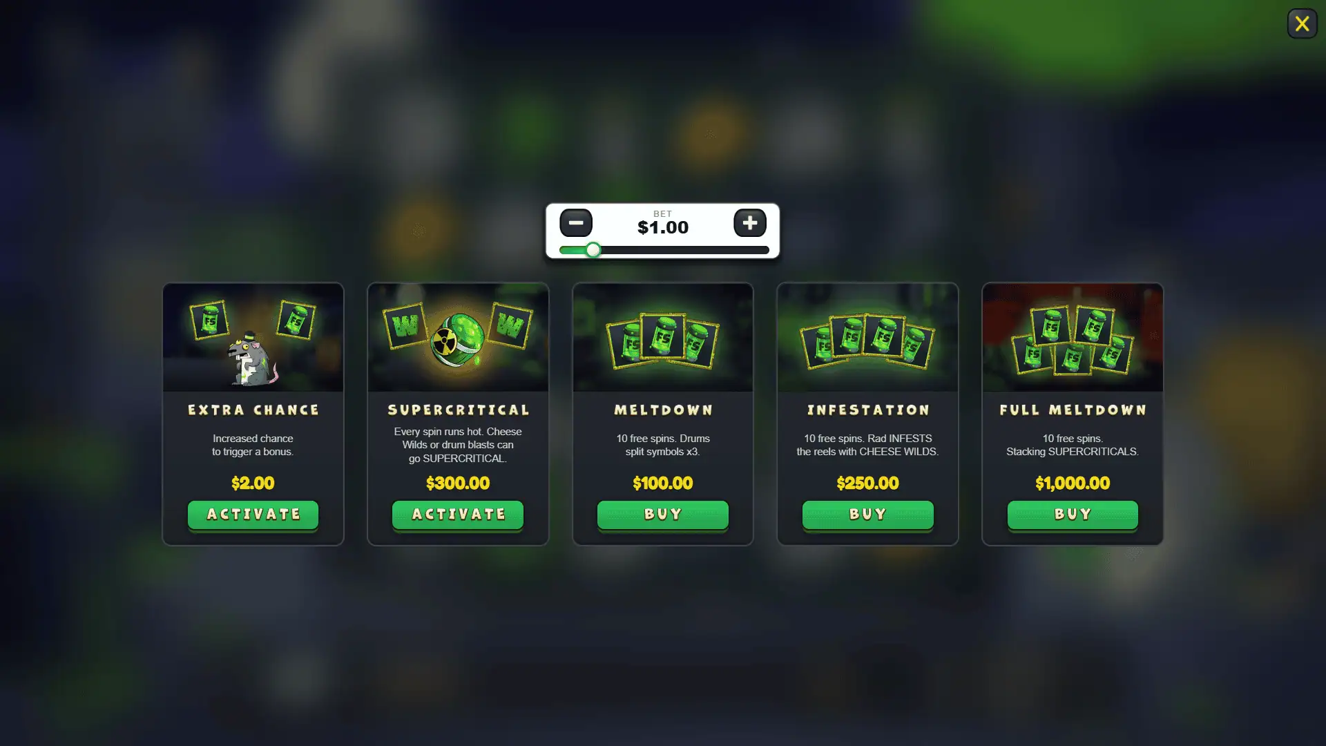 Meltdown bonus buy menu