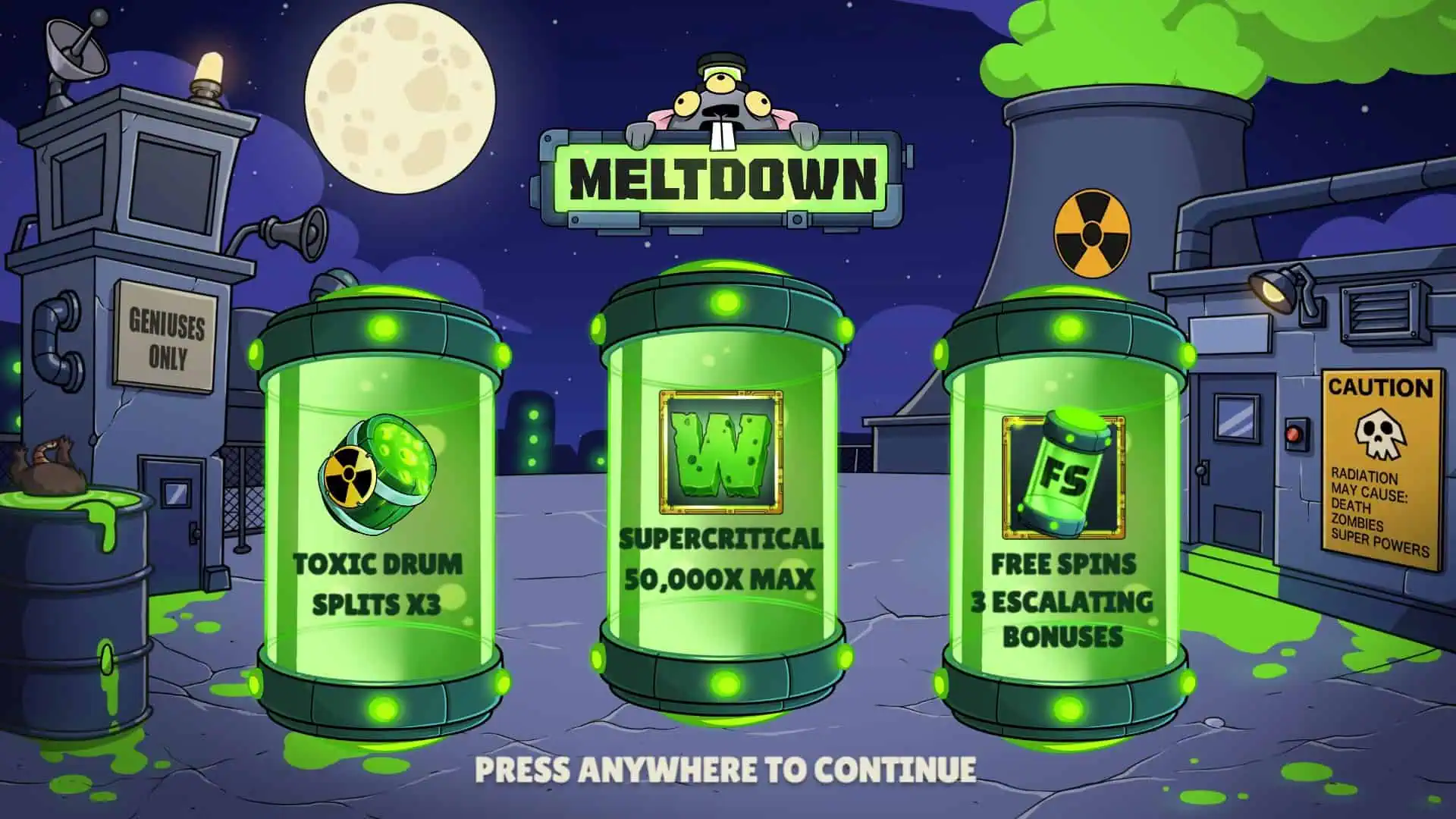 Meltdown slot intro screen