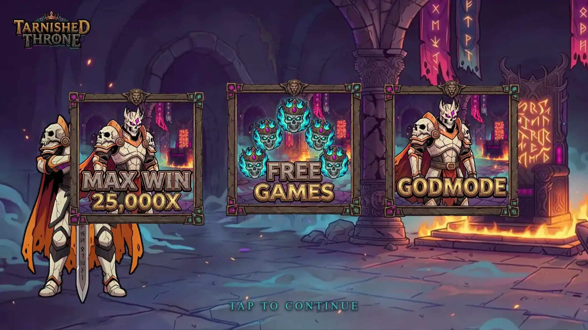 Tarnished Throne slot intro screen