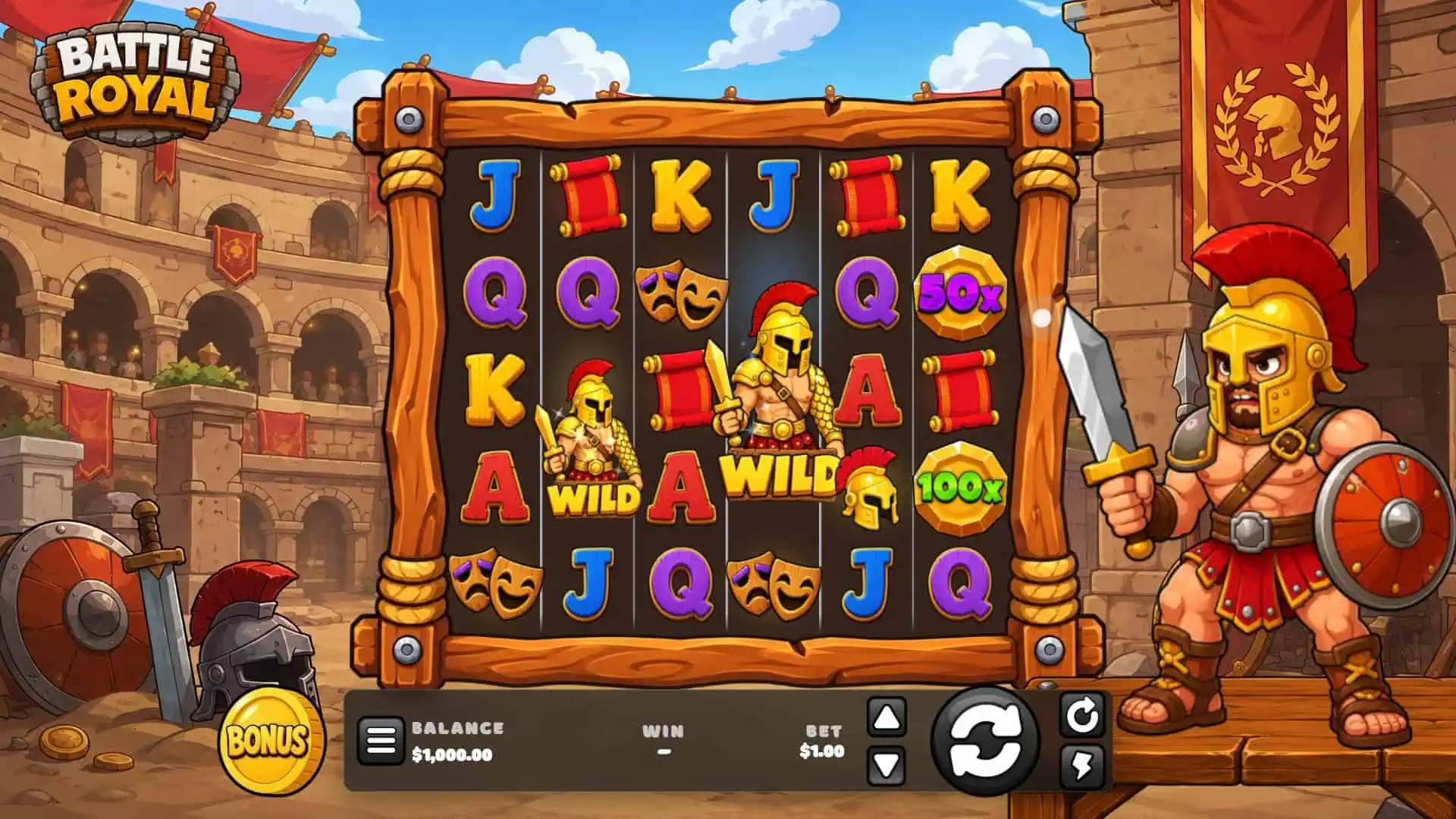 Battle Royal slot gameplay reels