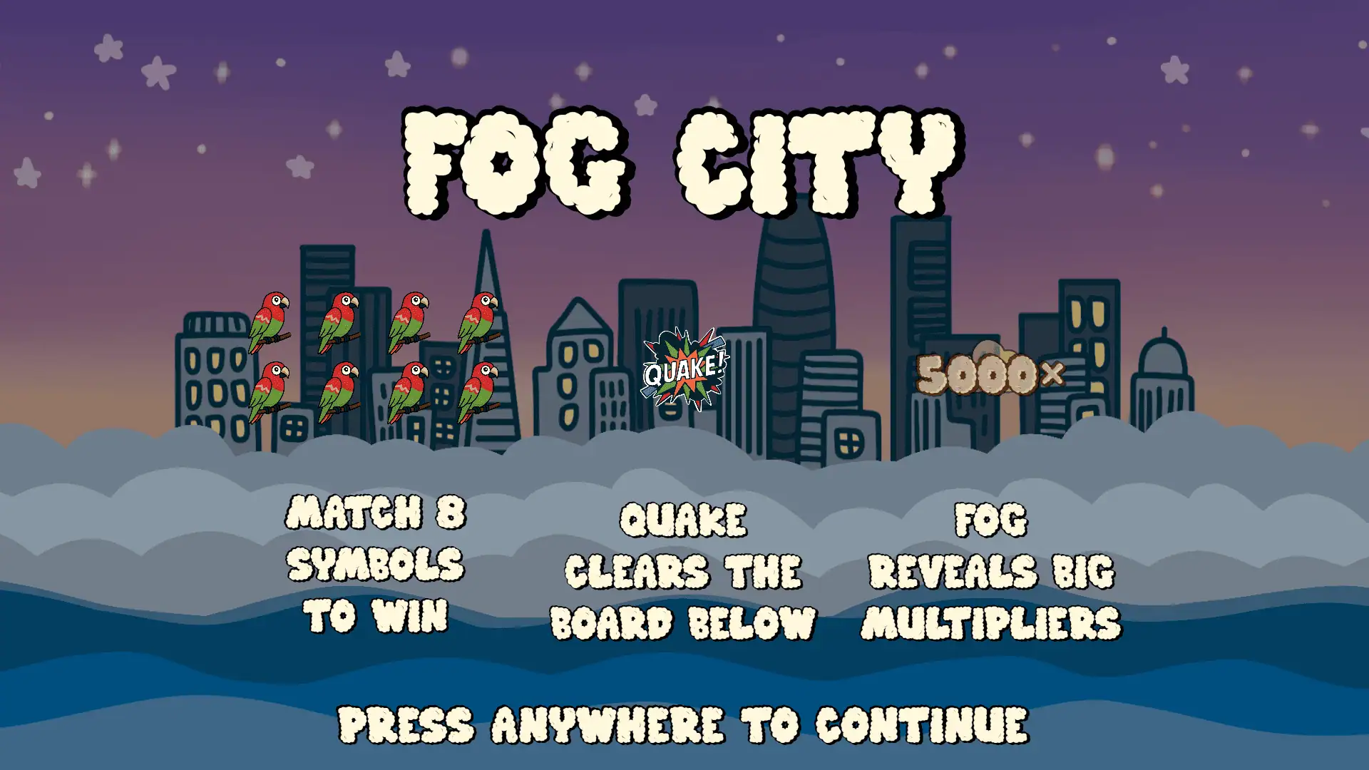 Fog City slot intro screen