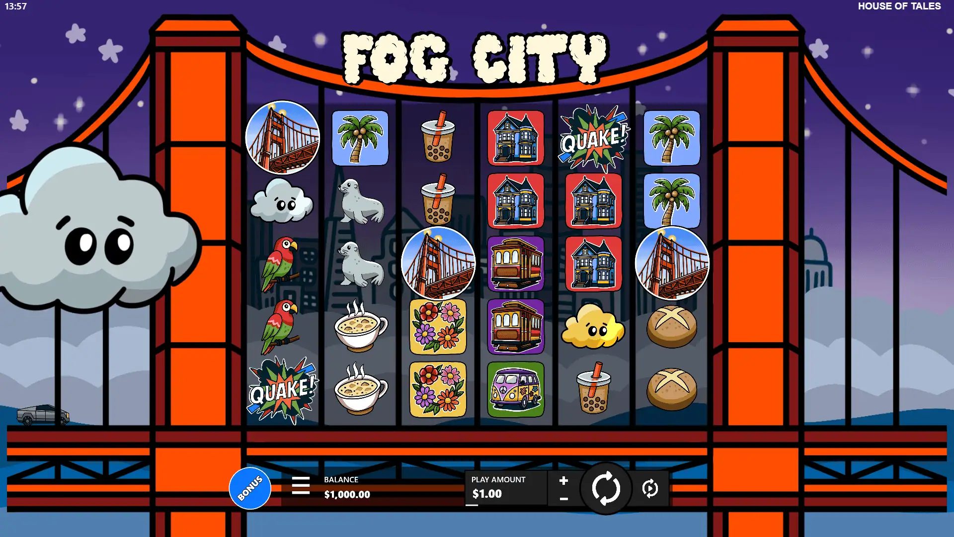 Fog City slot gameplay reels