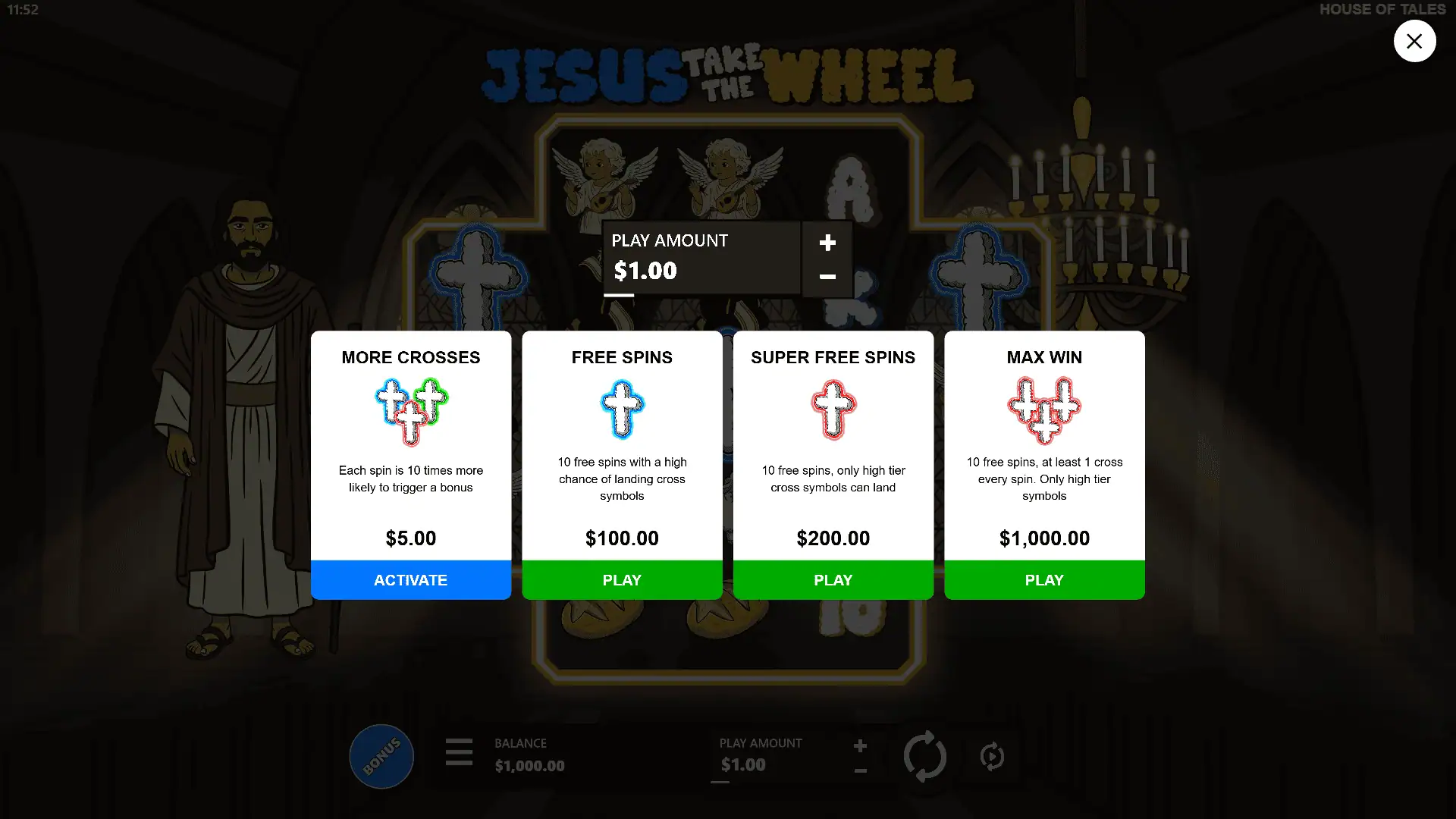 Jesus Take the Wheel bonus buy menu