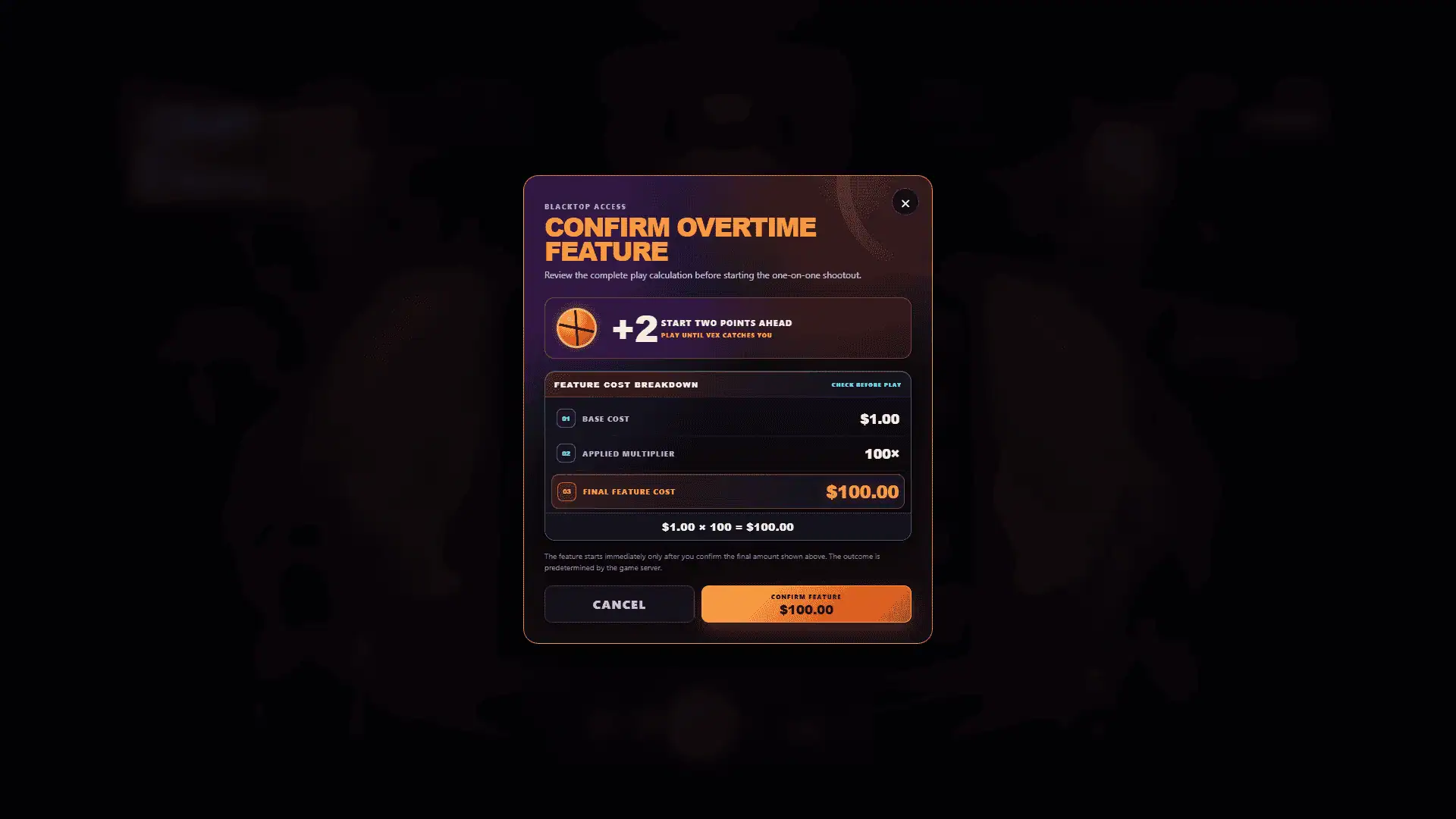 Court Heat bonus buy menu