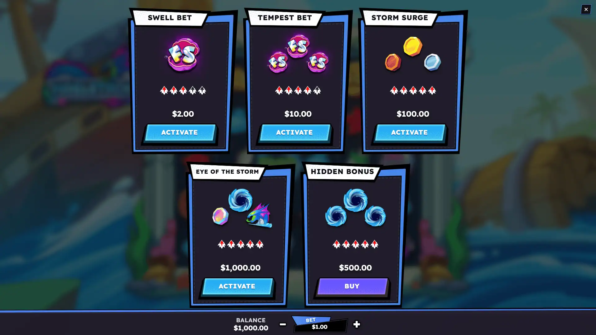 Maelstrom bonus buy menu