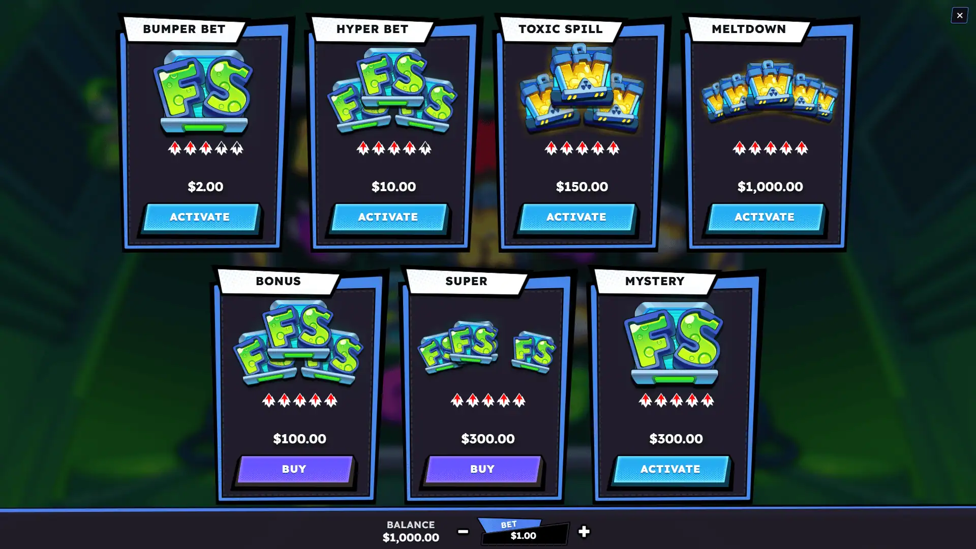 Wild Decay bonus buy menu