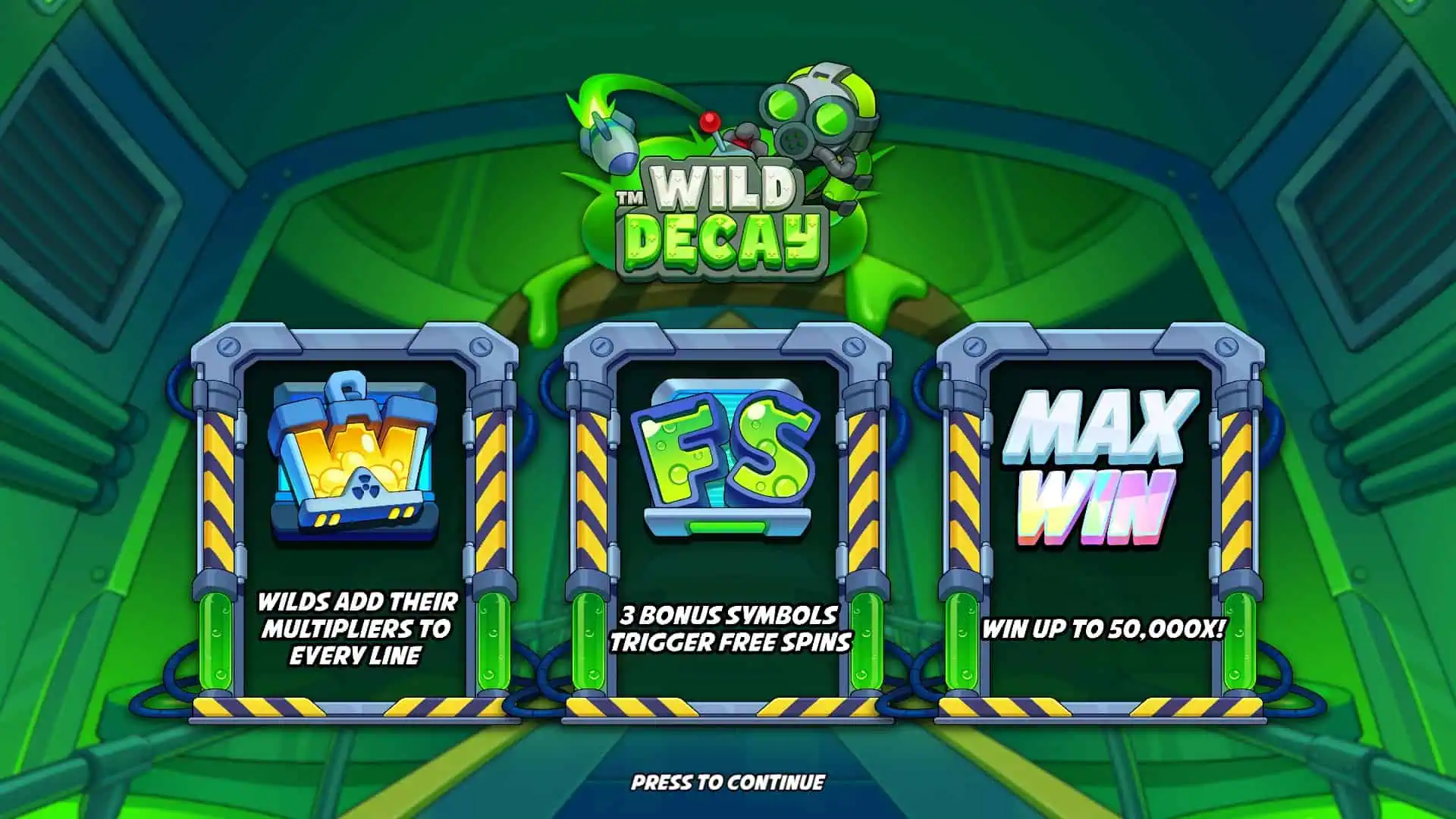 Wild Decay slot intro screen