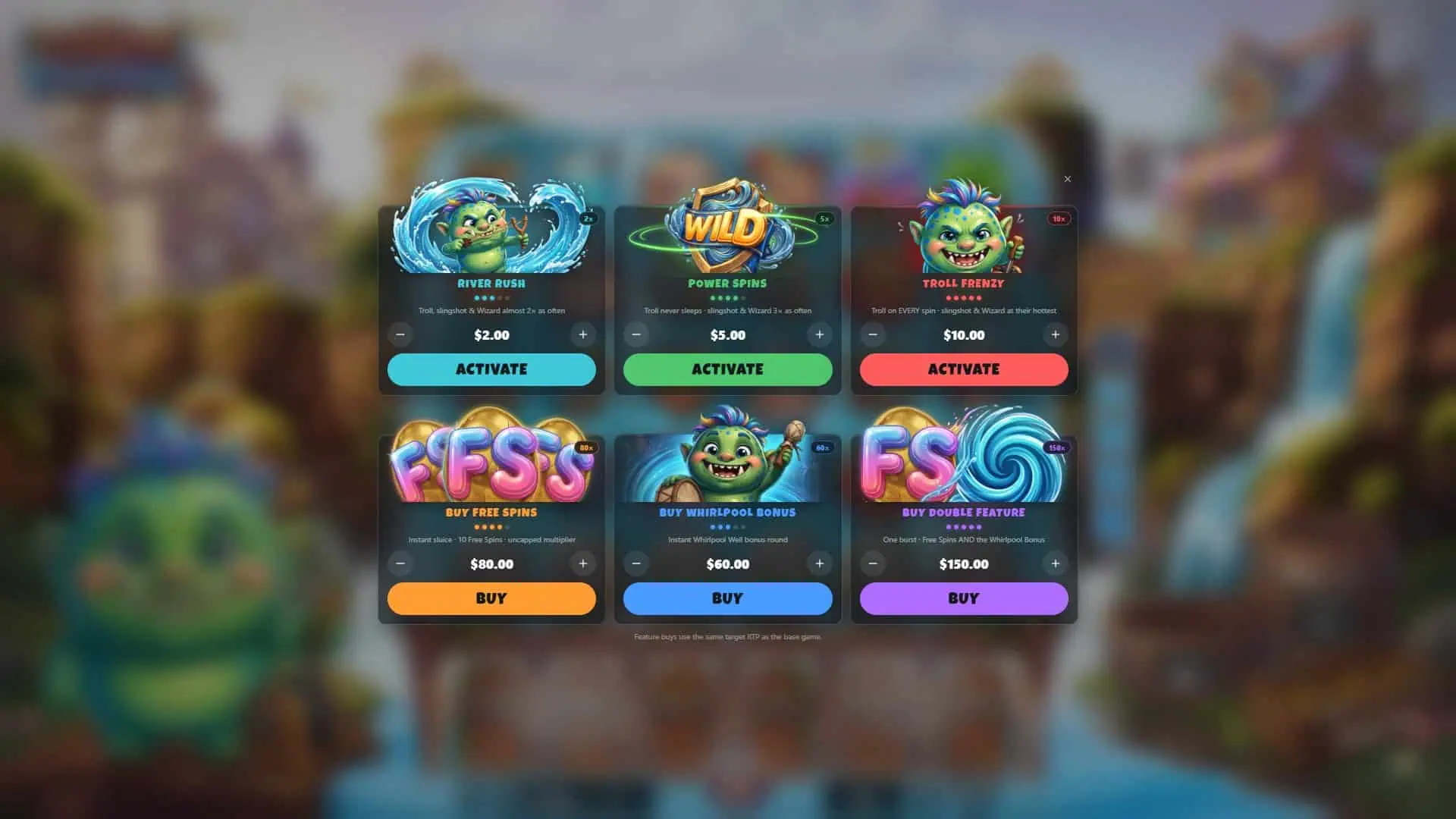 Kingdom Cascade bonus buy menu