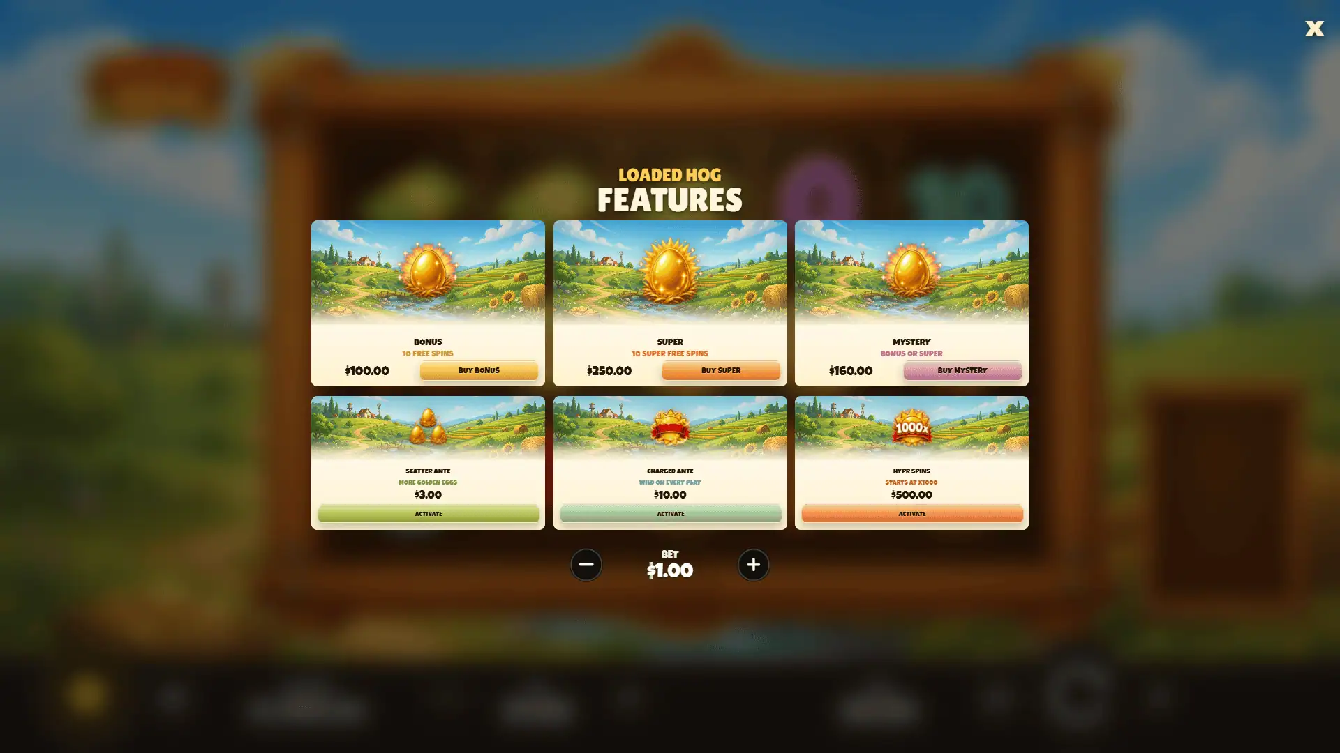 Loaded Hog bonus buy menu