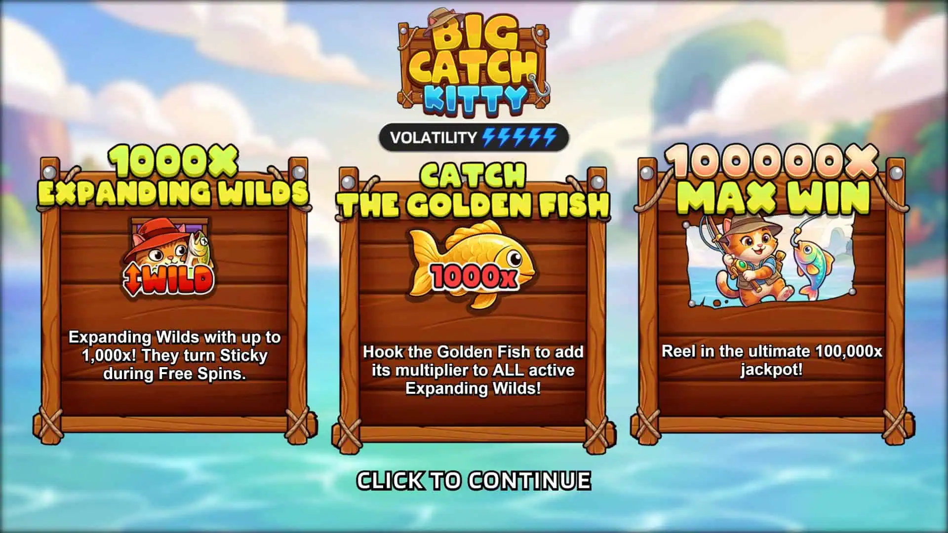 Big Catch Kitty slot intro screen