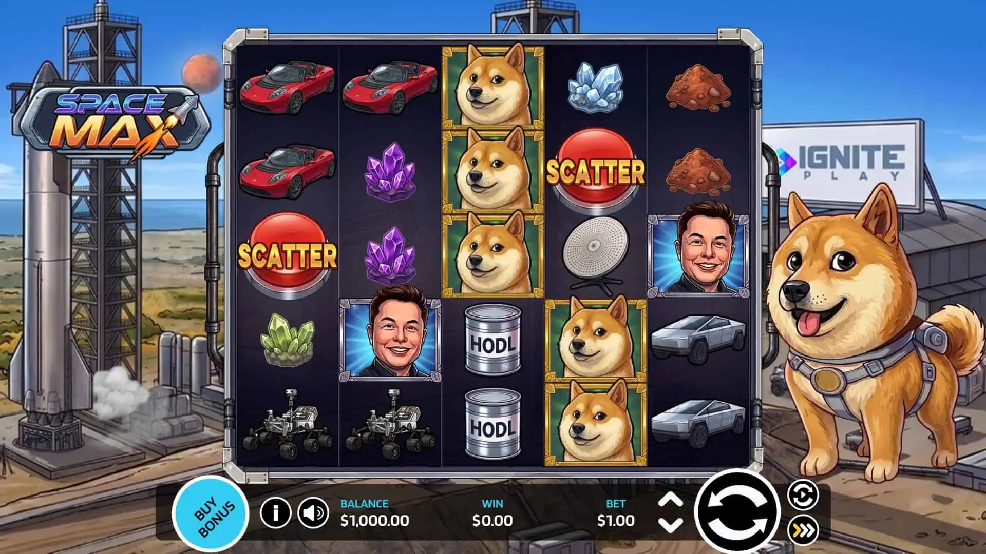 Space MAX slot gameplay reels