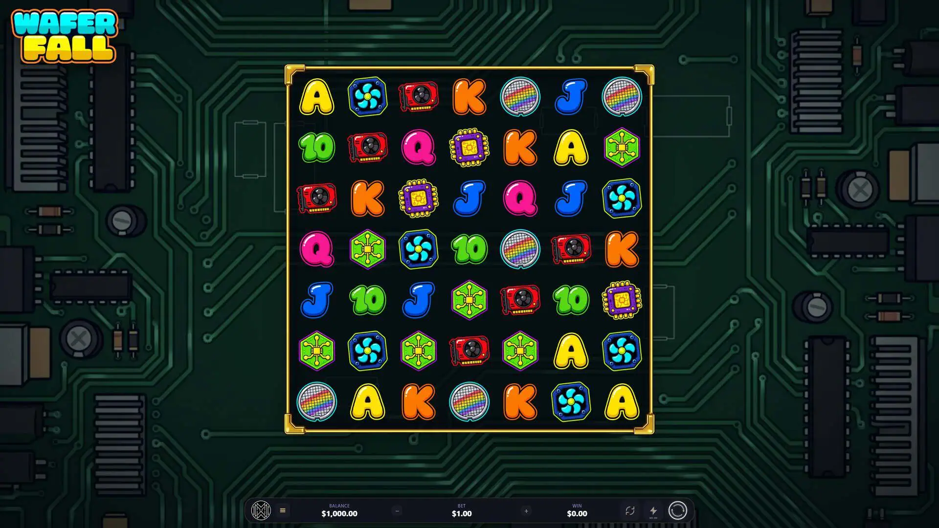 Wafer Fall slot gameplay reels