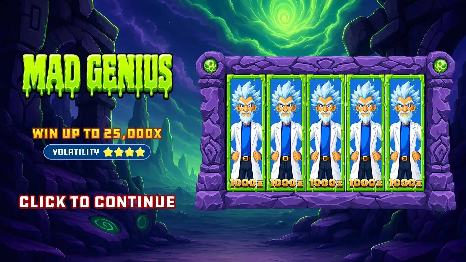 Mad Genius slot intro screen