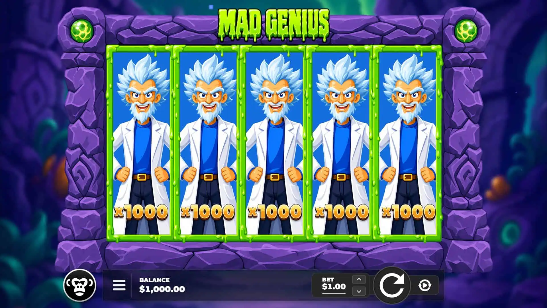 Mad Genius slot gameplay reels