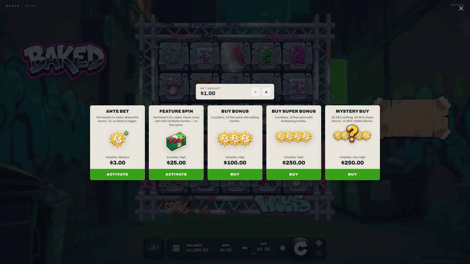 Baked bonus buy menu