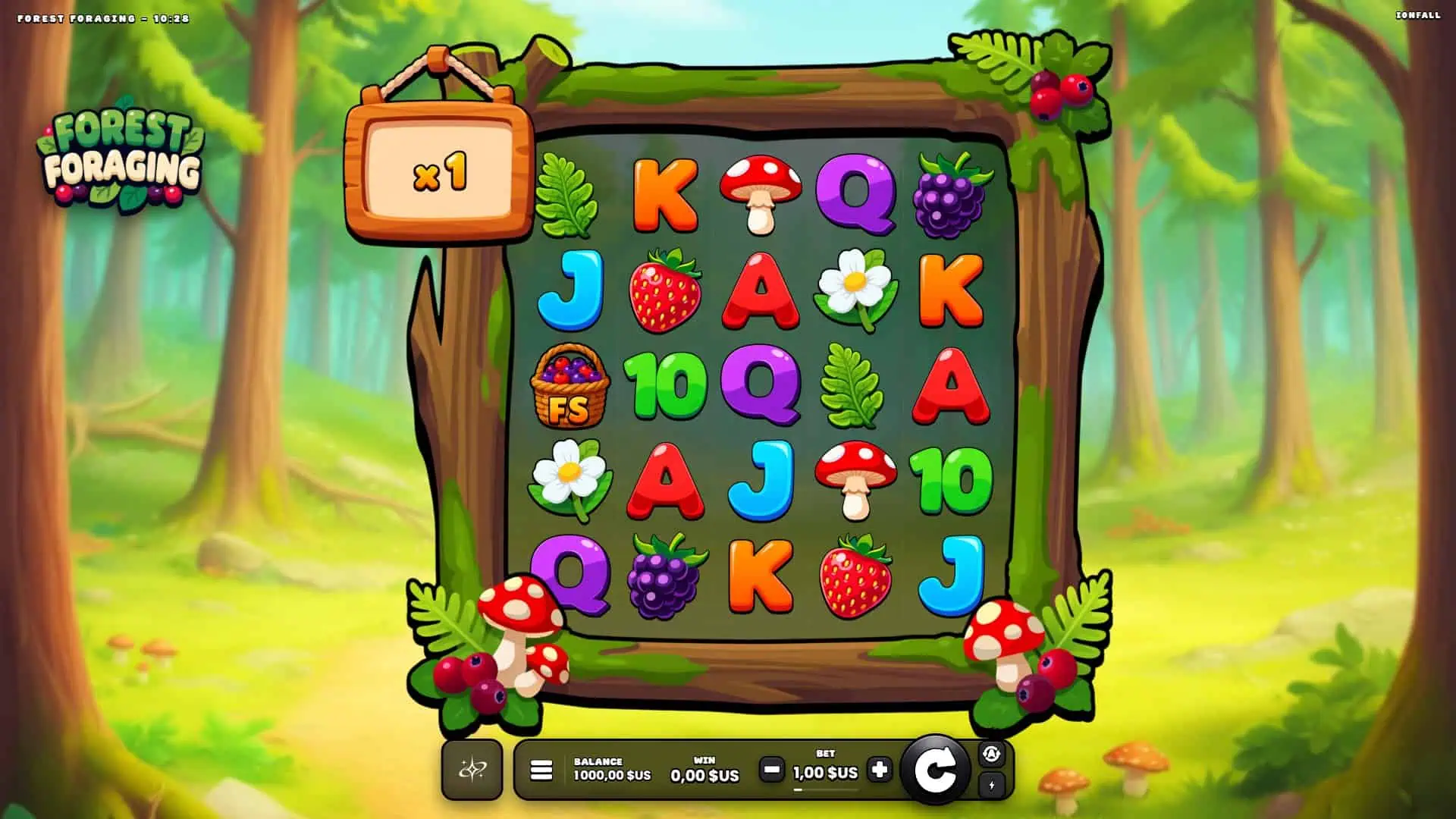 Forest Foraging slot gameplay reels