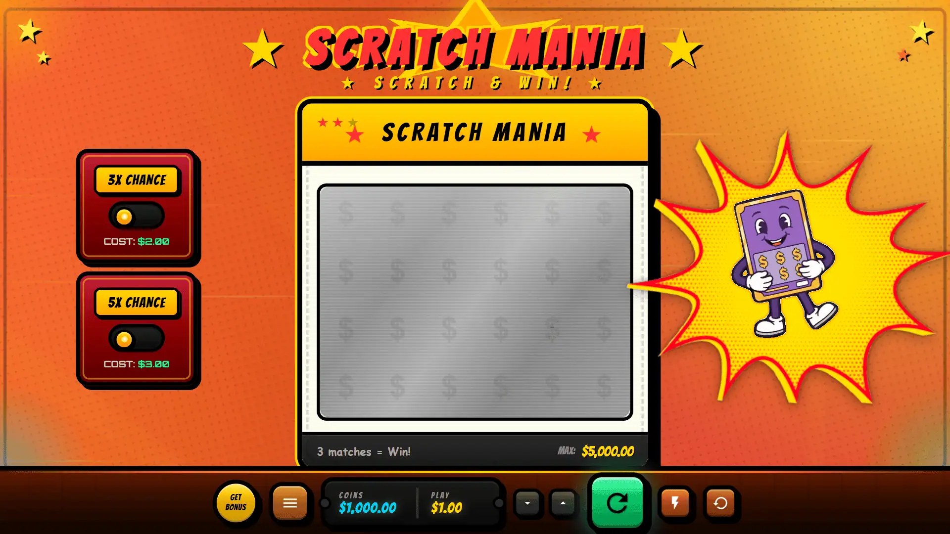 Scratch Mania slot gameplay reels