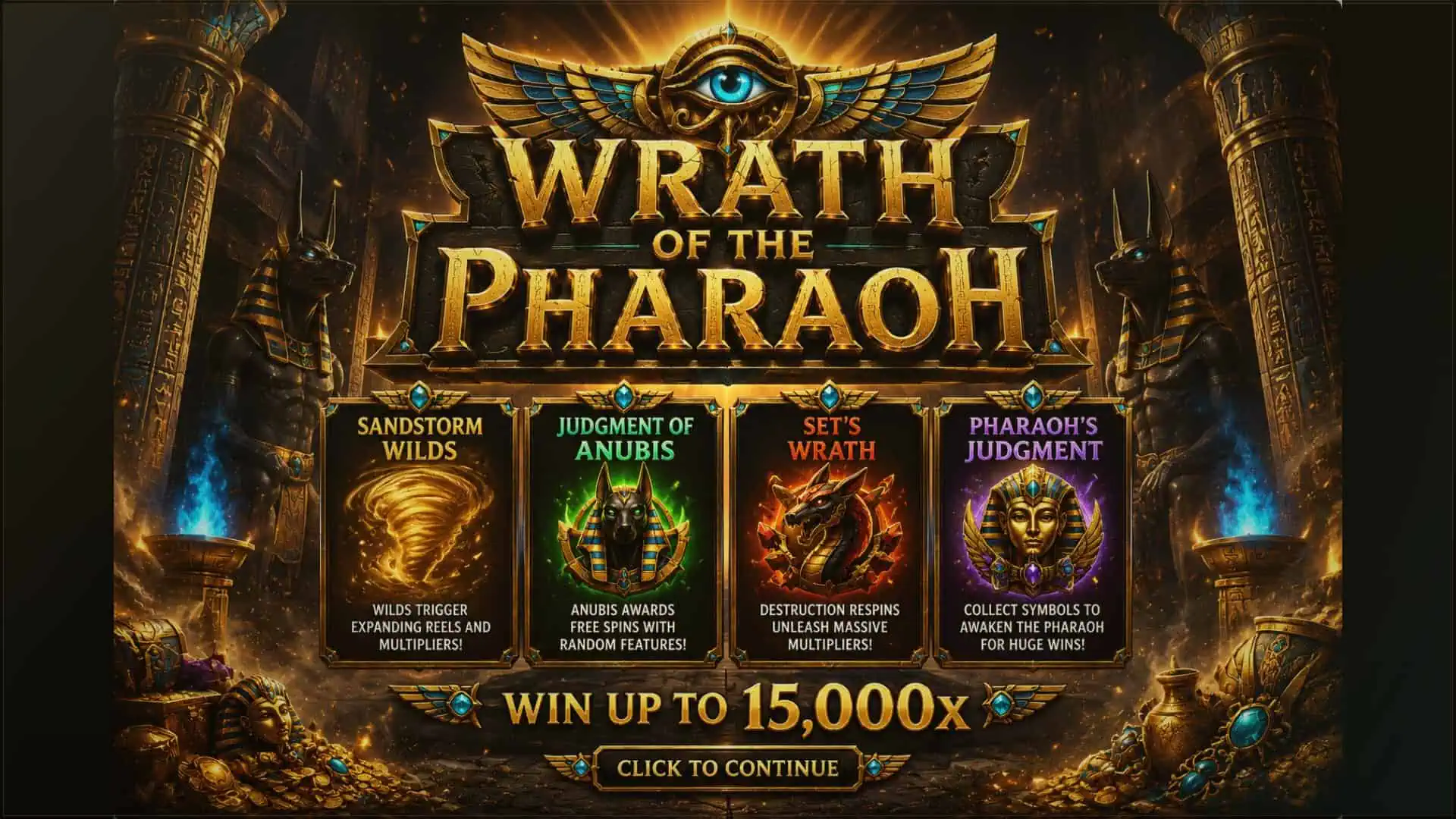 Wrath Of The Pharaoh slot intro screen