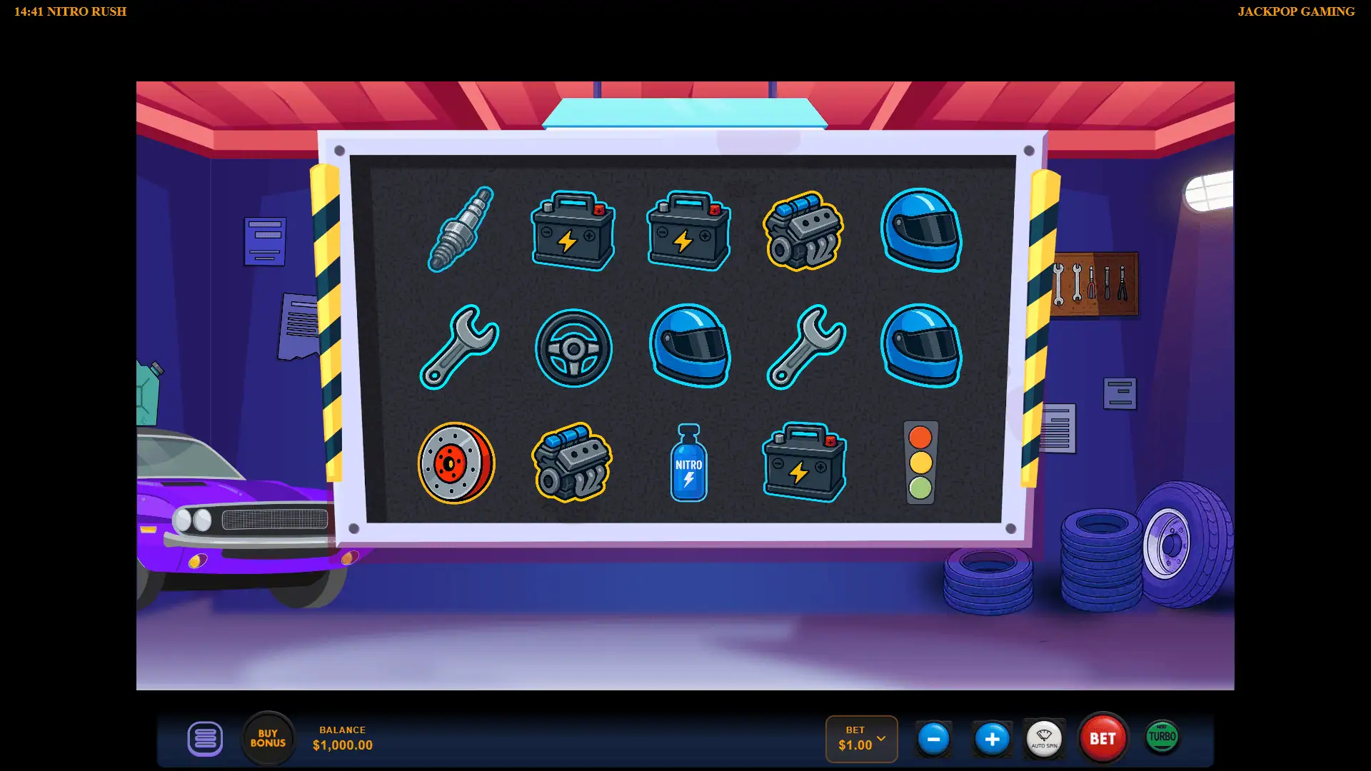Nitro Rush slot gameplay reels