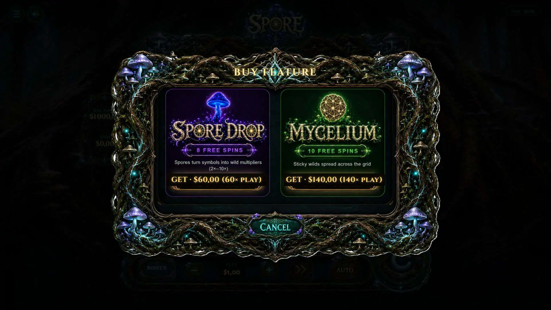 Spore bonus buy menu