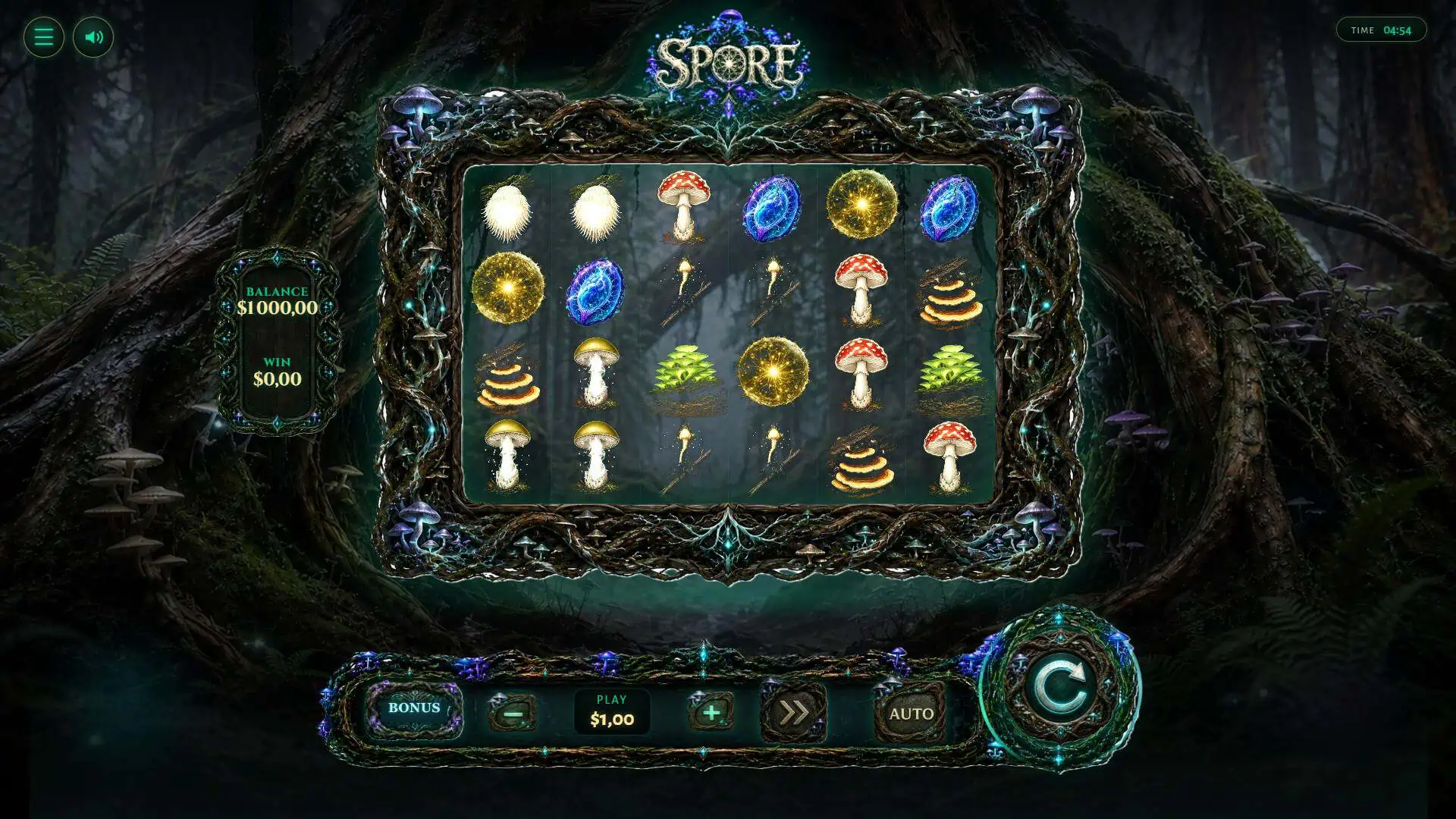 Spore slot gameplay reels