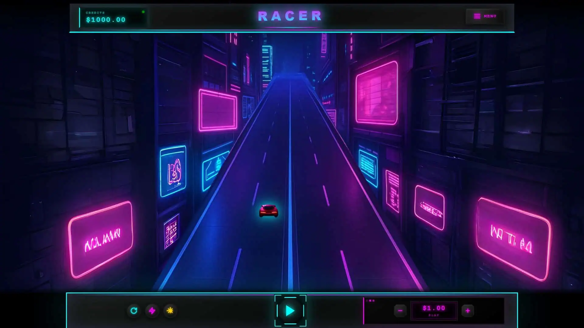 Racer slot gameplay reels