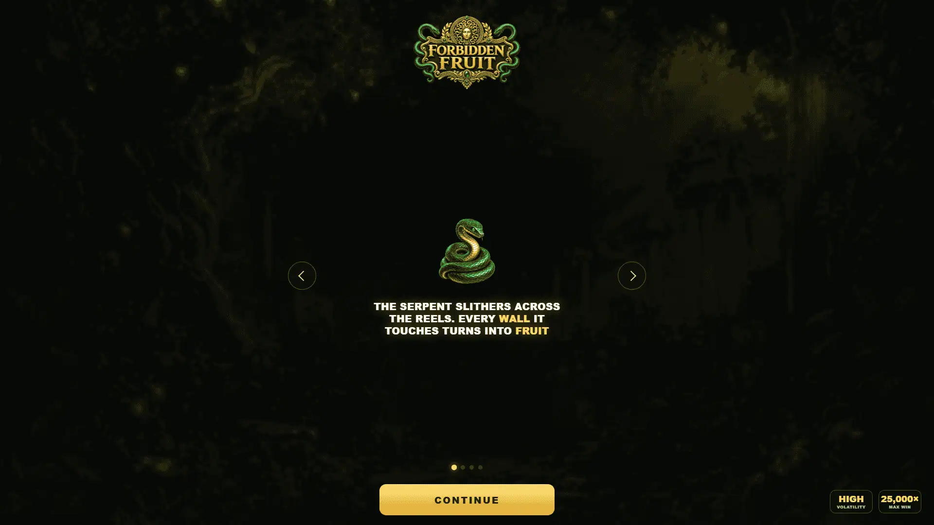 Forbidden Fruit slot intro screen