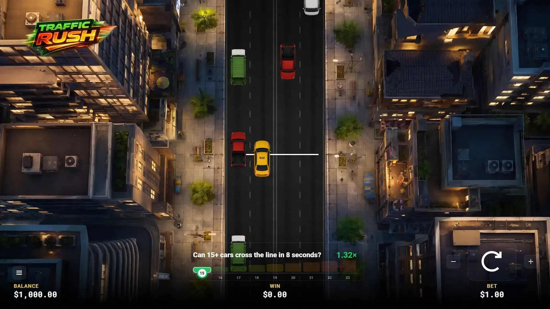 Traffic Rush slot gameplay reels