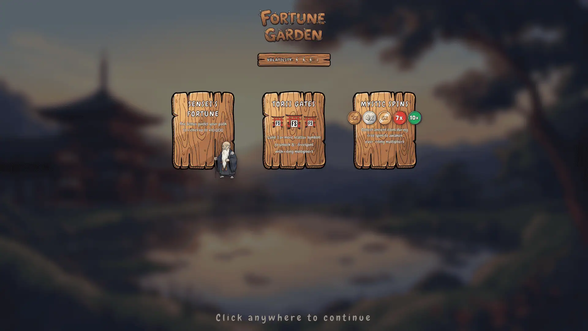 Fortune Garden slot intro screen