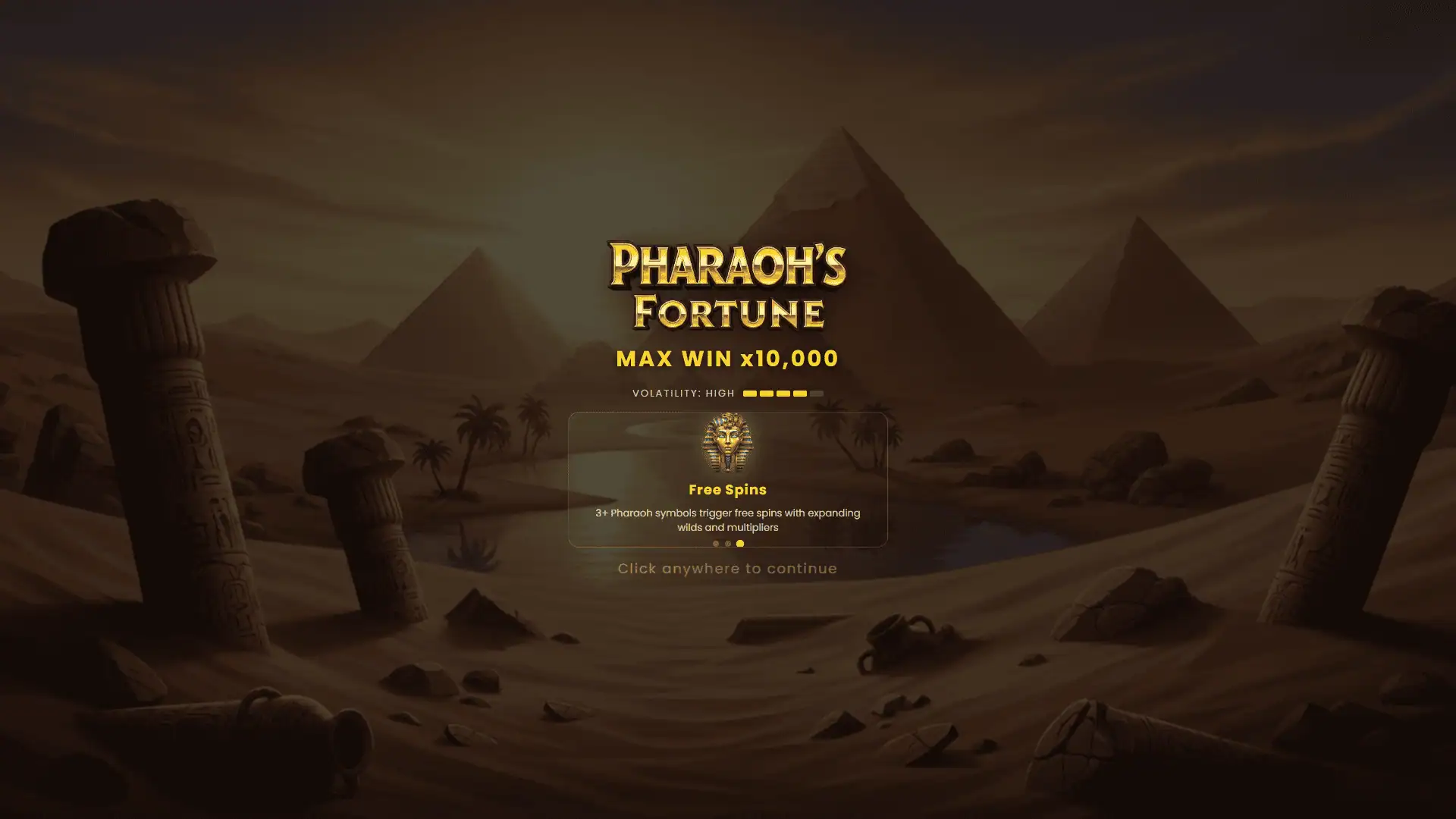 Pharaoh Fortune slot intro screen