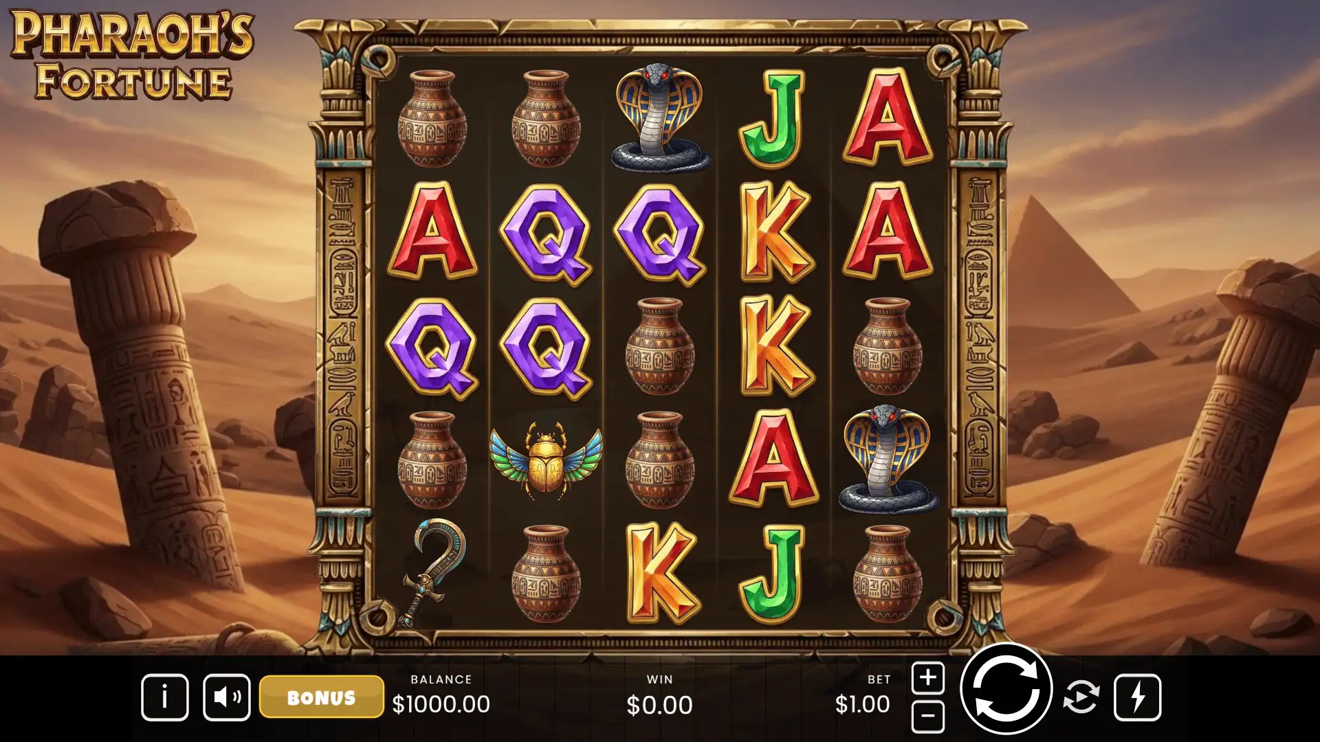 Pharaoh Fortune slot gameplay reels