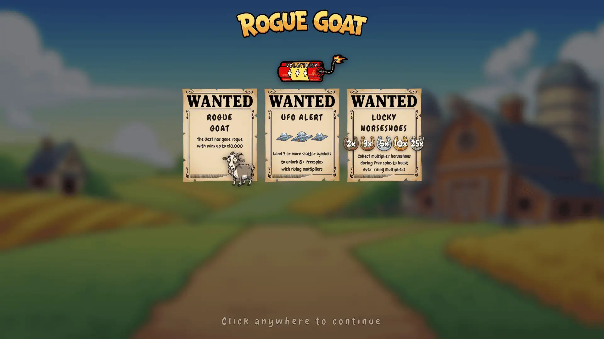Rogue Goat slot intro screen
