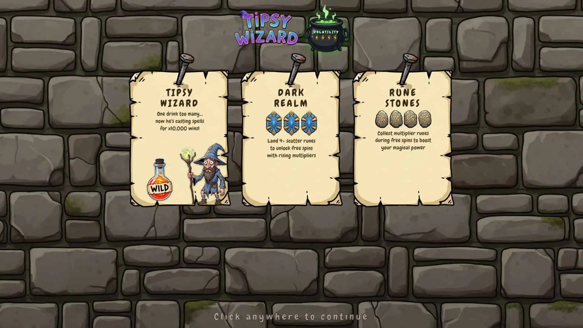 Tipsy Wizard slot intro screen