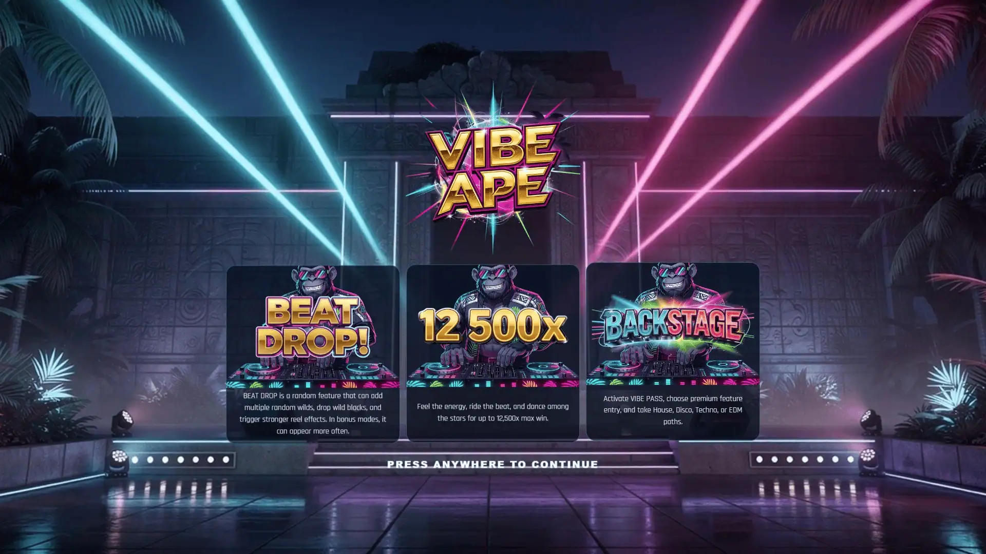 Vibe Ape slot intro screen