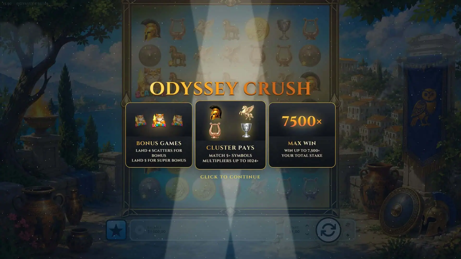 Odyssey Crush slot intro screen