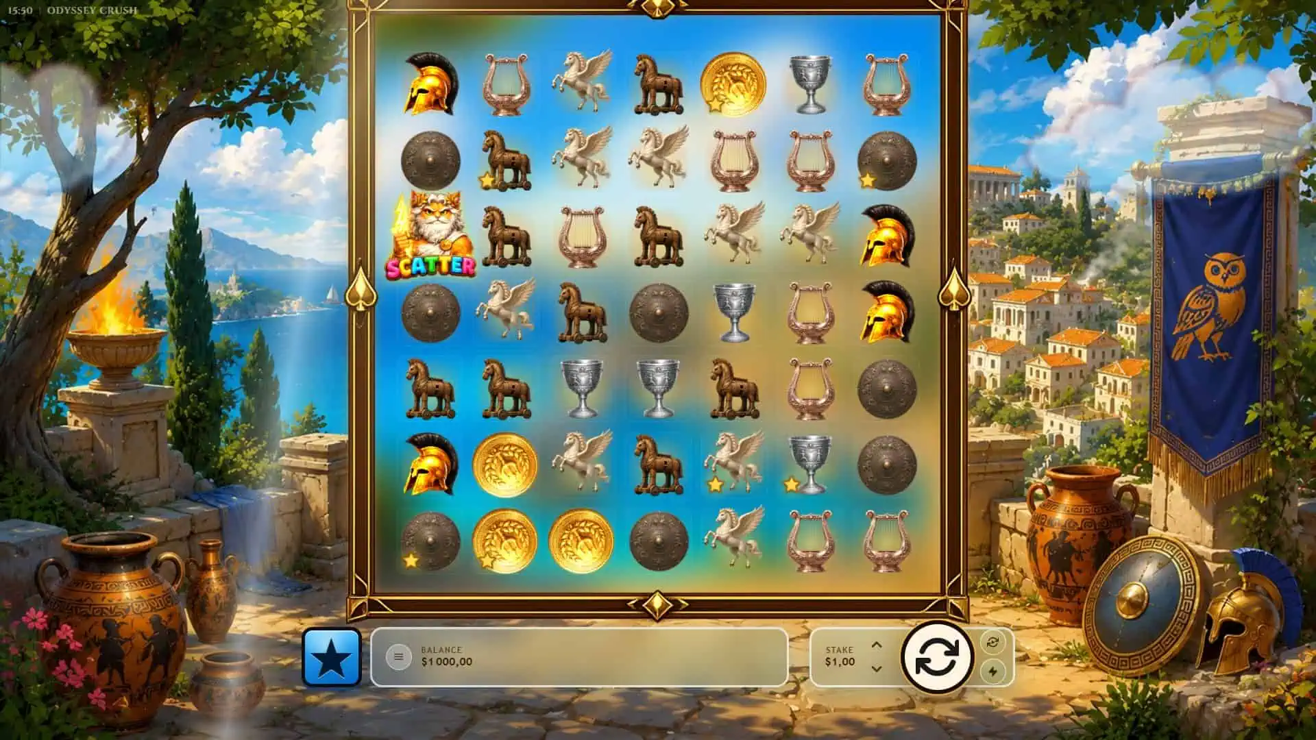 Odyssey Crush slot gameplay reels