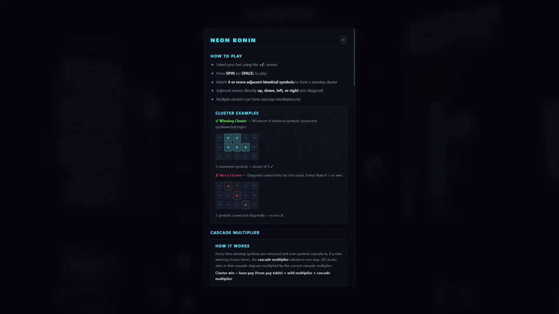 Neon Ronin bonus buy menu